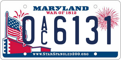MD license plate 0AC6131