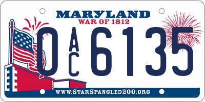 MD license plate 0AC6135