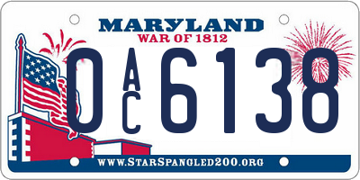 MD license plate 0AC6138
