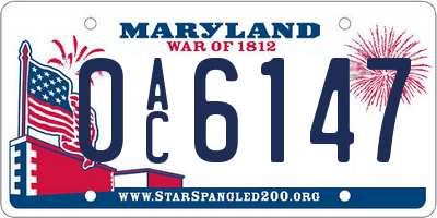 MD license plate 0AC6147