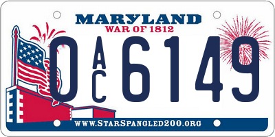 MD license plate 0AC6149