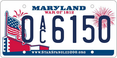 MD license plate 0AC6150