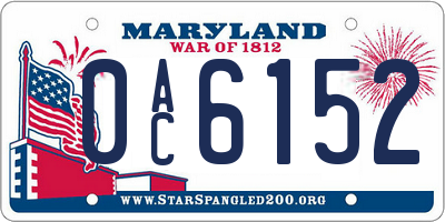 MD license plate 0AC6152