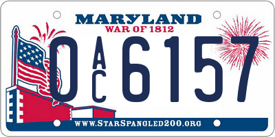 MD license plate 0AC6157