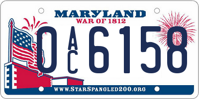 MD license plate 0AC6158