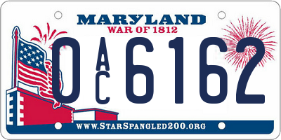 MD license plate 0AC6162