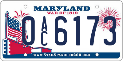 MD license plate 0AC6173