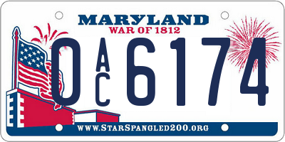 MD license plate 0AC6174
