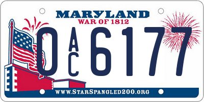 MD license plate 0AC6177