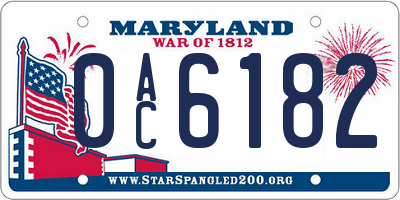 MD license plate 0AC6182