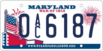 MD license plate 0AC6187