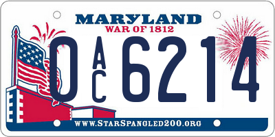 MD license plate 0AC6214
