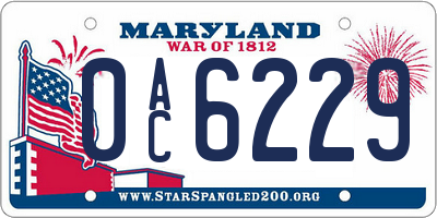 MD license plate 0AC6229