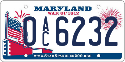MD license plate 0AC6232