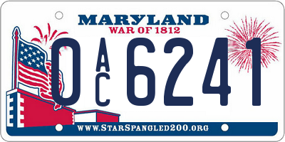 MD license plate 0AC6241