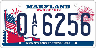 MD license plate 0AC6256