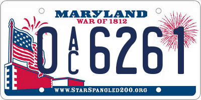 MD license plate 0AC6261