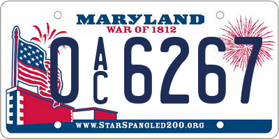 MD license plate 0AC6267