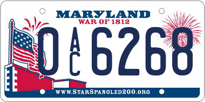 MD license plate 0AC6268