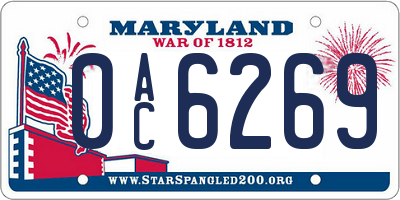 MD license plate 0AC6269
