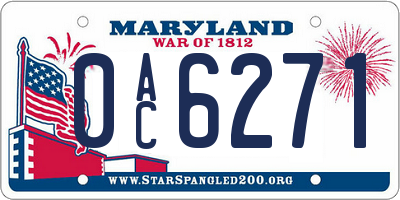 MD license plate 0AC6271