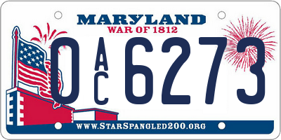 MD license plate 0AC6273
