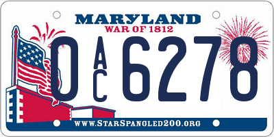 MD license plate 0AC6278