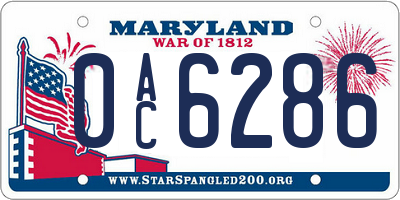 MD license plate 0AC6286