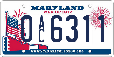 MD license plate 0AC6311