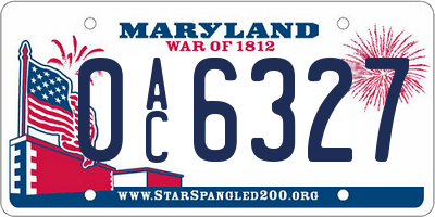 MD license plate 0AC6327