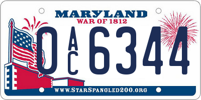 MD license plate 0AC6344