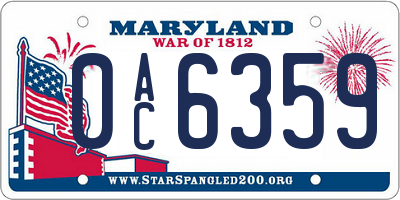 MD license plate 0AC6359
