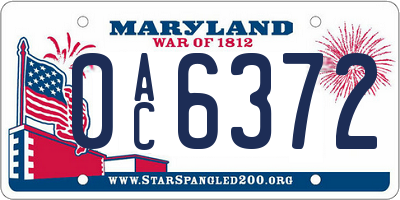 MD license plate 0AC6372