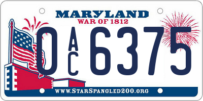 MD license plate 0AC6375