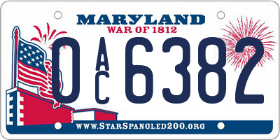 MD license plate 0AC6382