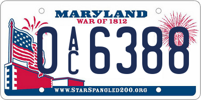 MD license plate 0AC6388