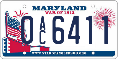 MD license plate 0AC6411