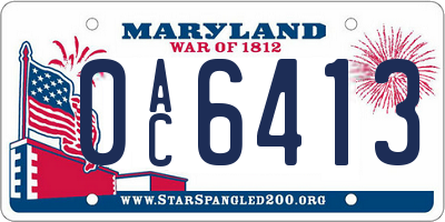 MD license plate 0AC6413
