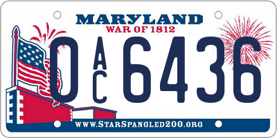 MD license plate 0AC6436