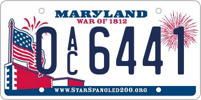 MD license plate 0AC6441