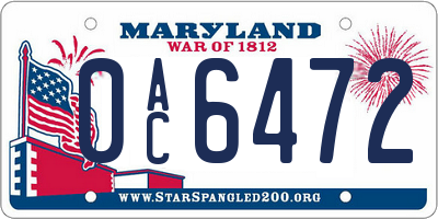 MD license plate 0AC6472