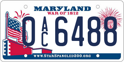 MD license plate 0AC6488