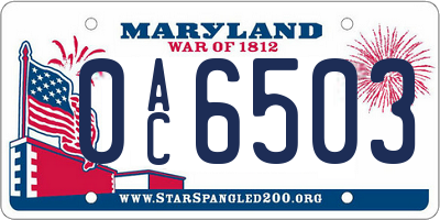 MD license plate 0AC6503