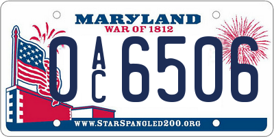MD license plate 0AC6506