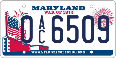 MD license plate 0AC6509