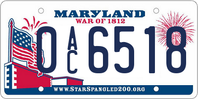 MD license plate 0AC6518