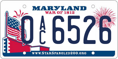 MD license plate 0AC6526