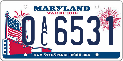 MD license plate 0AC6531