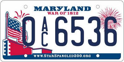 MD license plate 0AC6536