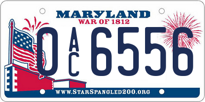 MD license plate 0AC6556